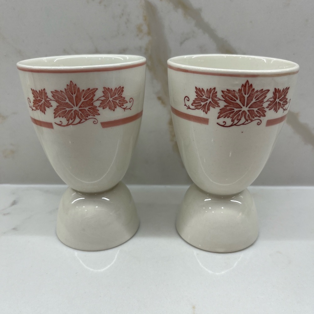 Pair of Vintage Grindley White and Pink Double Egg Cups Made in England